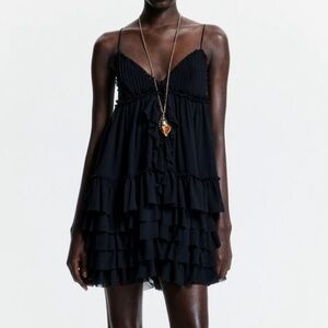 White Lotus x H&M Ruffled Chiffon Strappy Babydoll Dress Sz XL New